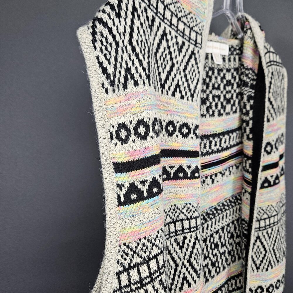 Monteau Sweater Vest Womens Large Hooded Knit Boho Pockets Layering Pullover - Picture 2 of 10